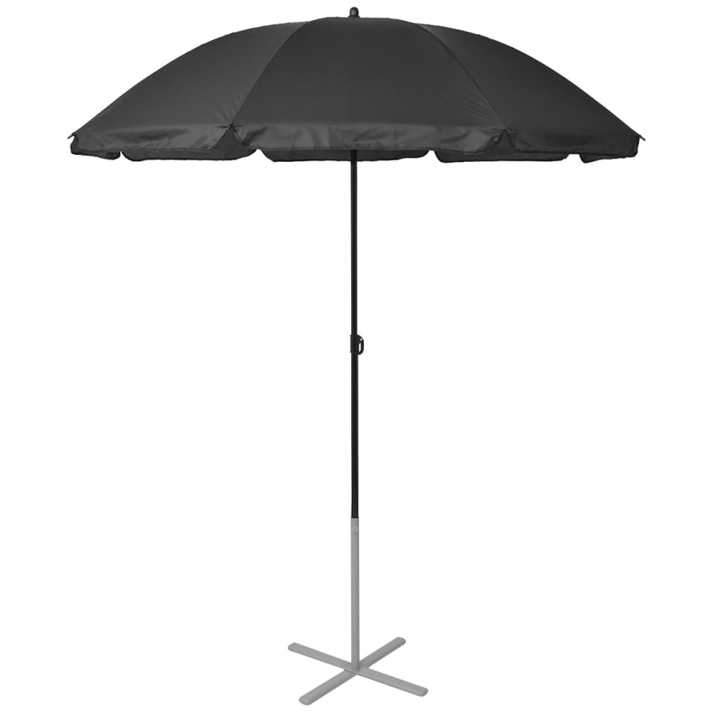 VidaXL Ligbedden met parasol aluminium zwart