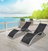 VidaXL Ligbedden met tafel aluminium zwart
