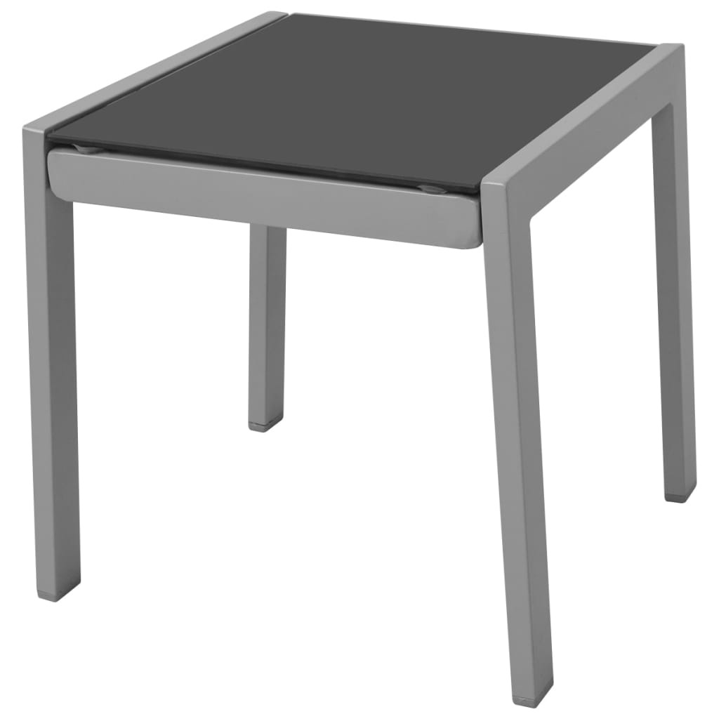 VidaXL Ligbedden met tafel aluminium zwart