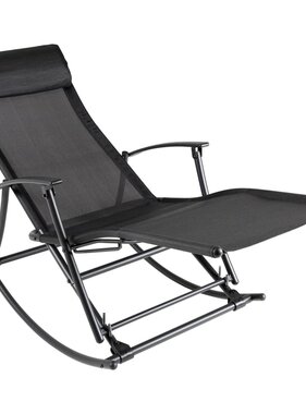 VidaXL Tuinschommelstoel staal en textileen zwart