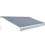VidaXL Luifel handmatig uitschuifbaar 500 cm blauw en wit