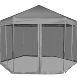 VidaXL Partytent pop-up zeshoekig met 6 zijwanden 3,6x3,1 m grijs