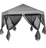 VidaXL Partytent pop-up zeshoekig met 6 zijwanden 3,6x3,1 m grijs