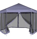VidaXL Partytent met zijwanden pop-up zeshoekig 3,6x3,1 m donkerblauw
