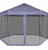 VidaXL Partytent met zijwanden pop-up zeshoekig 3,6x3,1 m donkerblauw