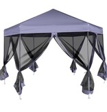 VidaXL Partytent met zijwanden pop-up zeshoekig 3,6x3,1 m donkerblauw