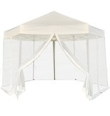 VidaXL Partytent pop-up zeshoekig met 6 zijwanden 3,6x3,1 m crèmewit