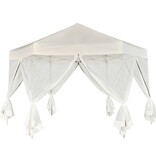 VidaXL Partytent pop-up zeshoekig met 6 zijwanden 3,6x3,1 m crèmewit