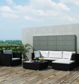 VidaXL 6-delige Loungeset met kussens poly rattan zwart