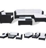 VidaXL 6-delige Loungeset met kussens poly rattan zwart