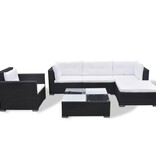 VidaXL 6-delige Loungeset met kussens poly rattan zwart