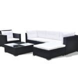 VidaXL 6-delige Loungeset met kussens poly rattan zwart