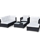 VidaXL 6-delige Loungeset met kussens poly rattan zwart