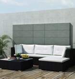 VidaXL 5-delige Loungeset met kussens poly rattan zwart