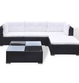 VidaXL 5-delige Loungeset met kussens poly rattan zwart