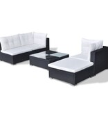 VidaXL 5-delige Loungeset met kussens poly rattan zwart