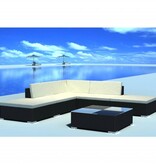 VidaXL 6-delige Loungeset met kussens poly rattan zwart