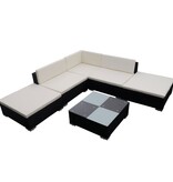 VidaXL 6-delige Loungeset met kussens poly rattan zwart