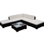 VidaXL 6-delige Loungeset met kussens poly rattan bruin