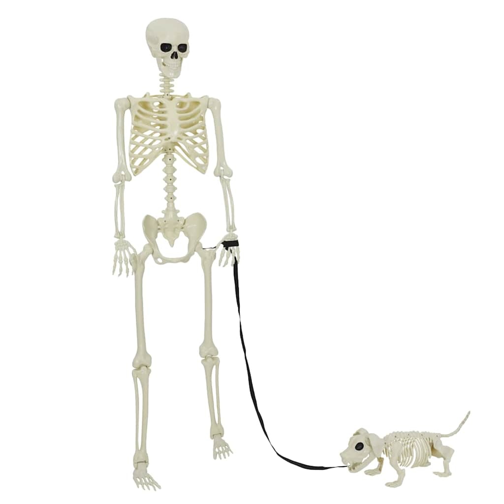 VidaXL Halloween Decoratie Skelet met Hond 2 pcs Wit 155 cm Kunststof