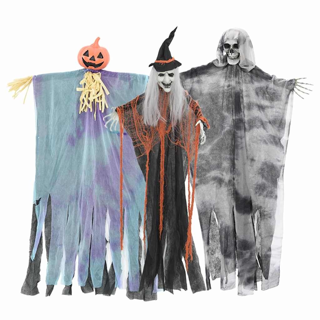 VidaXL Halloween Hangende Spook 3 pcs Multikleur 77 x 98 cm Polyester