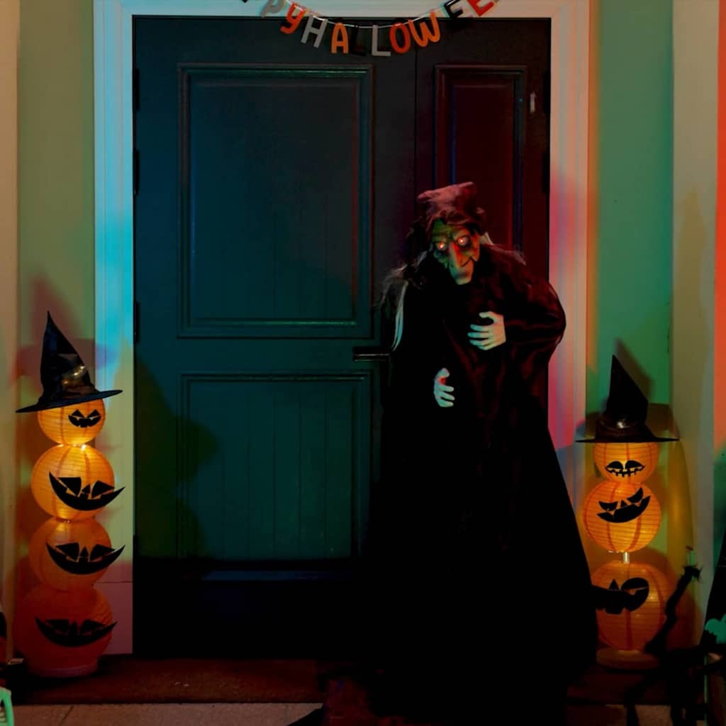 VidaXL Halloween pratende heks with LEDs Paars 125 x 216 cm Polyester