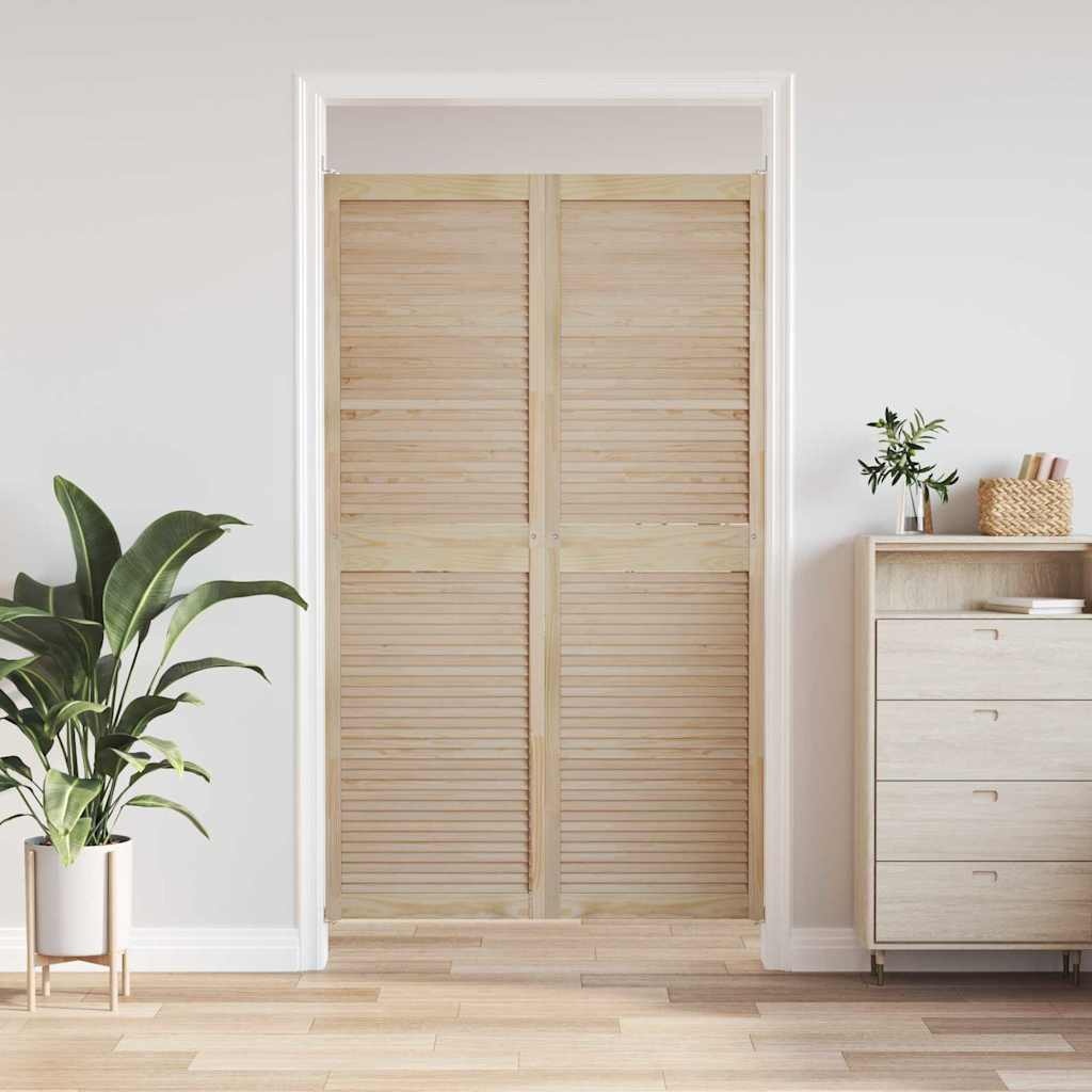 VidaXL Kastdeur 2 pcs Naturel 140.5 x 2.1 x 49.5 cm Massief grenenhout