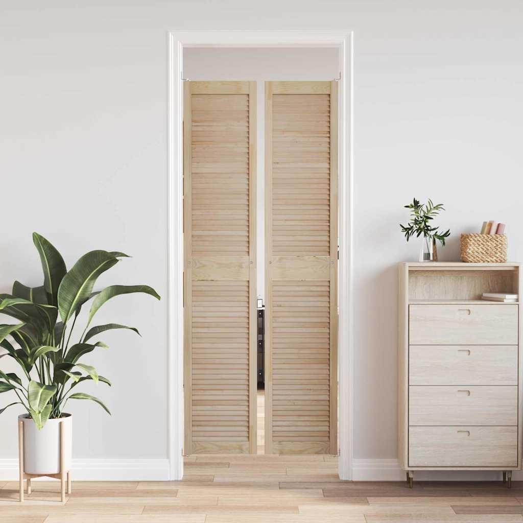 VidaXL Kastdeur 2 pcs Naturel 140.5 x 2.1 x 49.5 cm Massief grenenhout