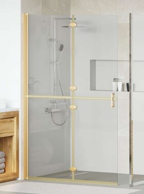 VidaXL Inloop douche wand Goud en transparant 120 x 190 cm Gehard glas