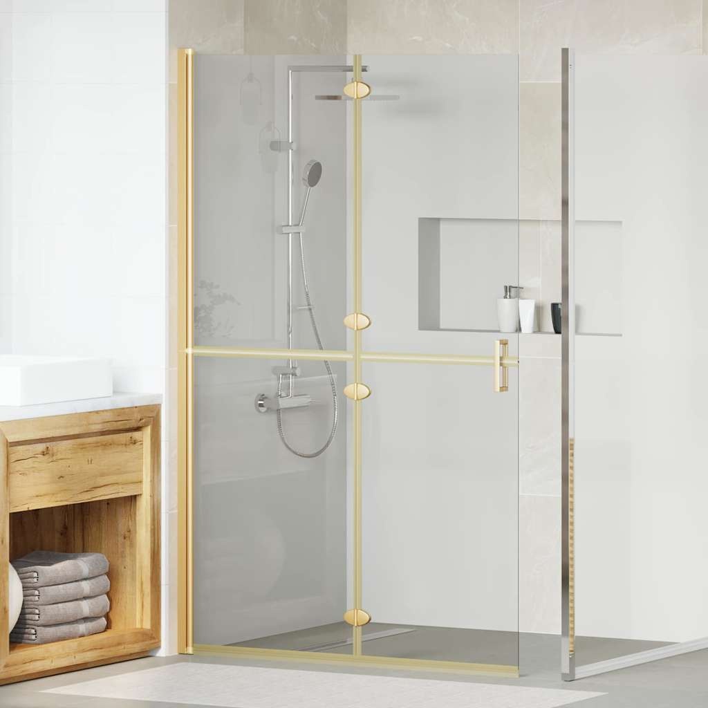 VidaXL Inloop douche wand Goud en transparant 120 x 190 cm Gehard glas