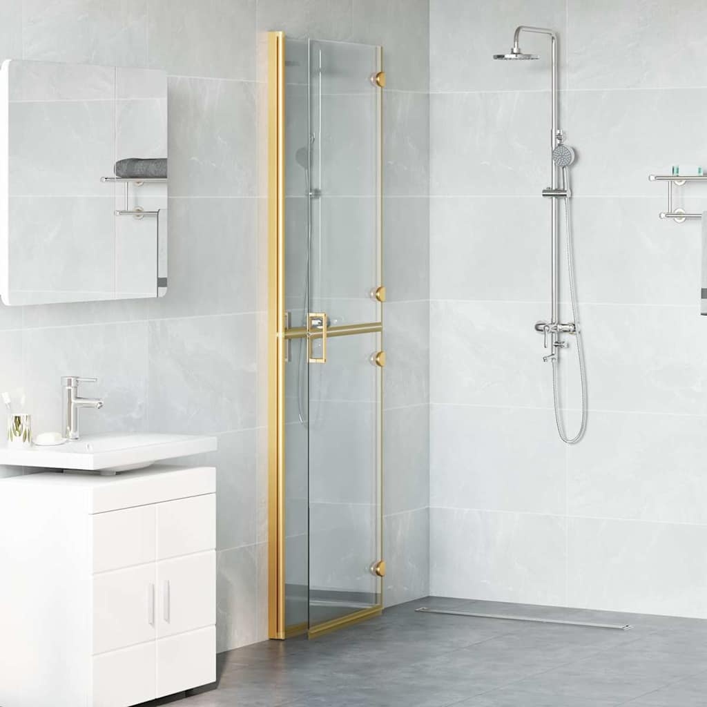 VidaXL Inloop douche wand Goud en transparant 120 x 190 cm Gehard glas