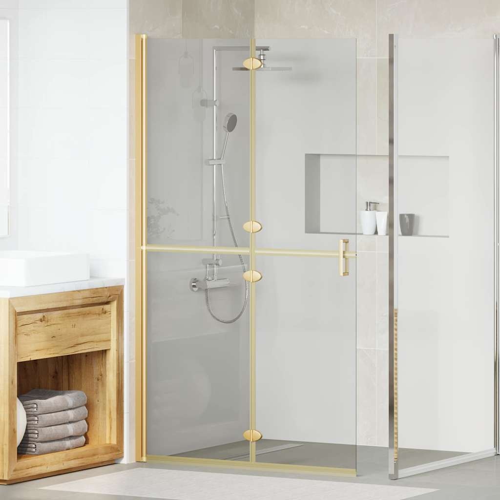 VidaXL Inloop douche wand Goud en transparant 110 x 190 cm Gehard glas