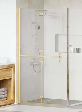VidaXL Inloop douche wand Goud en transparant 100 x 190 cm Gehard glas
