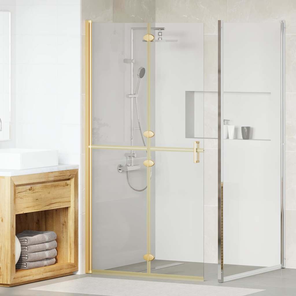 VidaXL Inloop douche wand Goud en transparant 100 x 190 cm Gehard glas