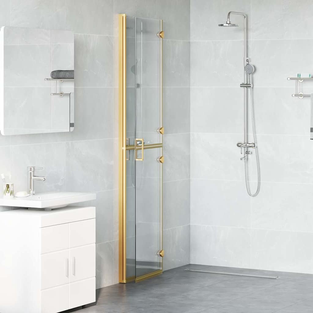 VidaXL Inloop douche wand Goud en transparant 100 x 190 cm Gehard glas