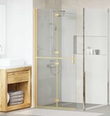 VidaXL Inloop douche wand Goud en transparant 90 x 190 cm Gehard glas