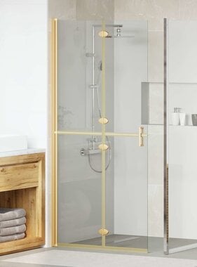 VidaXL Inloop douche wand Goud en transparant 90 x 190 cm Gehard glas