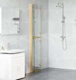 VidaXL Inloop douche wand Goud en transparant 90 x 190 cm Gehard glas