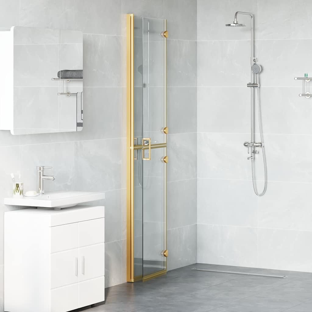 VidaXL Inloop douche wand Goud en transparant 90 x 190 cm Gehard glas