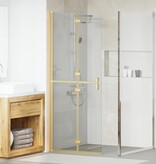 VidaXL Inloop douche wand Goud en transparant 80 x 190 cm Gehard glas