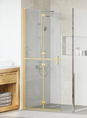 VidaXL Inloop douche wand Goud en transparant 80 x 190 cm Gehard glas