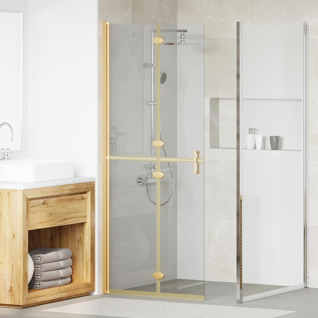 VidaXL Inloop douche wand Goud en transparant 80 x 190 cm Gehard glas
