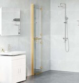 VidaXL Inloop douche wand Goud en transparant 80 x 190 cm Gehard glas