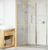 VidaXL Inloop douche wand Goud en transparant 70 x 190 cm Gehard glas