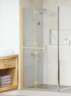 VidaXL Inloop douche wand Goud en transparant 70 x 190 cm Gehard glas