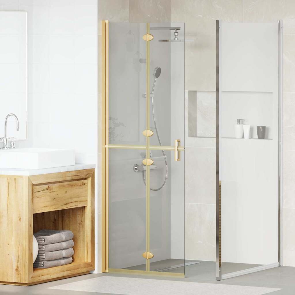 VidaXL Inloop douche wand Goud en transparant 70 x 190 cm Gehard glas