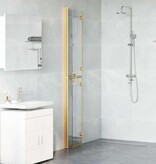 VidaXL Inloop douche wand Goud en transparant 70 x 190 cm Gehard glas