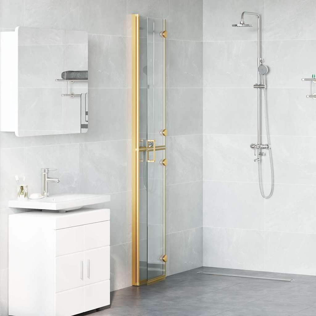 VidaXL Inloop douche wand Goud en transparant 70 x 190 cm Gehard glas