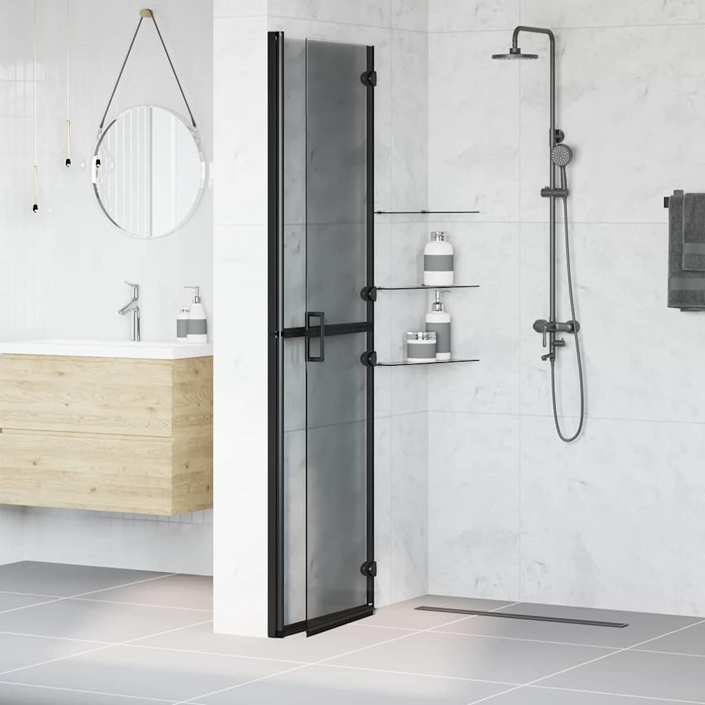 VidaXL Inloop douche wand Zwart en donkertransparant 110 x 190 cm
