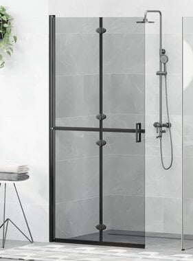 VidaXL Inloop douche wand Zwart en donkertransparant 90 x 190 cm
